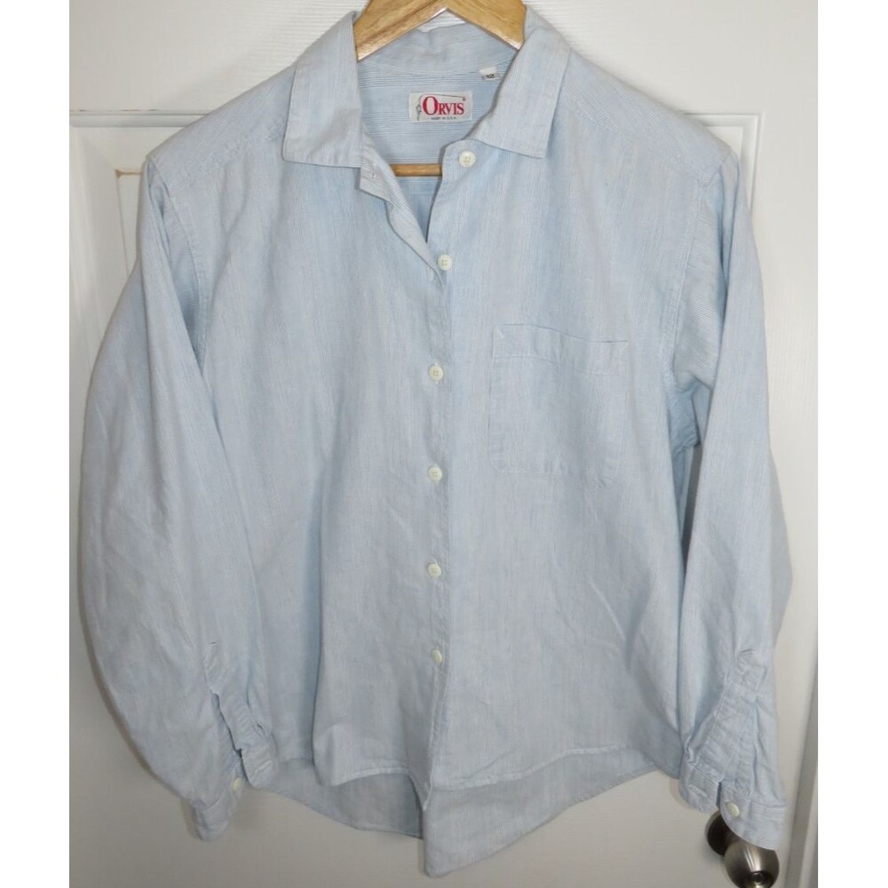 Vintage Orvis Women's Button Down Oxford Striped Shirt Size 12 Made In USA